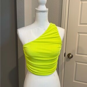 Neon Yellow One-Shoulder Top